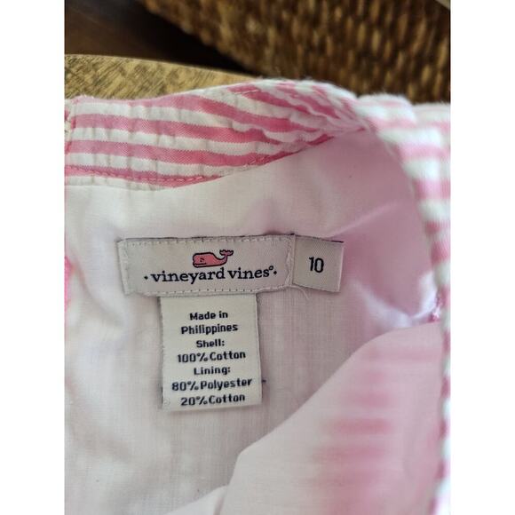 Vineyard Vines Pink Striped Seersucker Youth Girls Size 10 Sleeveless - Picture 3 of 8